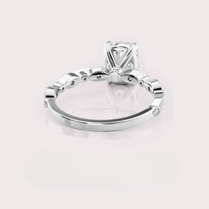 Bague de Mariage en Or Blanc / Rose / Jaune 18 carats avec Diamant Oval Certifié IGI Cultivé en Laboratoire - Product Image 4