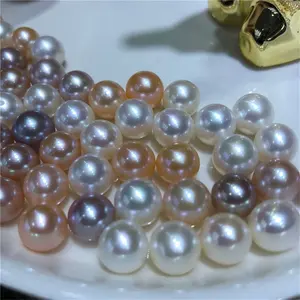 Großhandel Edison Perlen 11-12mm Super Big Größe Natürliche Edison Runde Perlen Lose Süßwasser Weiß Lila Perlen für halskette