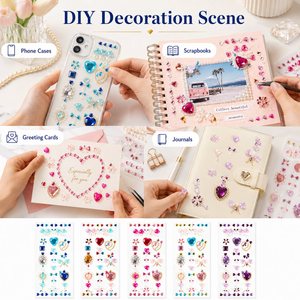 Wholesale 3D Crystal acrylic <b>Stickers</b> Self Adhesive Gem Jewel Decals Heart Star <b>Flower</b> Shapes for DIY Crafts Phone Decoration - Product Image 2