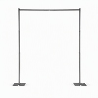 Support de toile de fond portable réglable 3m x 3m avec barre transversale unique pour événements et mariages, montants de 1,2 à 3m, barre transversale de 1,3 à 3m, pour la décoration