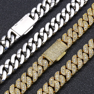 NUOYA 14MM <span class=keywords><strong>Argent</strong></span> Plaqué Cubain Lien <span class=keywords><strong>Bracelet</strong></span> Glacé Diamants Bling Hip Hop Bijoux Cadeau pour Unisexe <span class=keywords><strong>Luxe</strong></span> Miami Cubain Chaîne - Product Image 5
