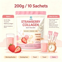 ODM OEM Marque Privée Lait de Beauté Saveur Fraise Collagène Glutathion en Poudre 50 000mg pour Soutien Peau Cheveux Ongles 200g