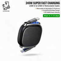 Câble rétractable USB-C 240W 5A PD3.1 Type-C, taille compacte, rangement facile, câble de charge rapide USB-C pour ordinateur IOS OEM Pure