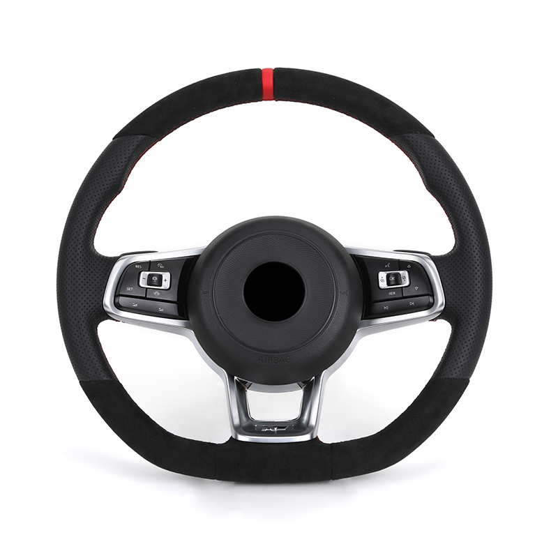 Moitié cuir perforé + Alcantara + bande rouge