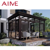 Portes/fenêtres de véranda contemporaines en aluminium, double vitrage trempé, double vitrage Low-E, insonorisées, coupe-vent, maison en verre