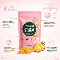 Gummies Équilibre Féminin Vitamine C (Acide Ascorbique) Hormones Densité Osseuse Femmes Poudre de Fruit Ananas Lactobacillus Acidophilus