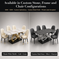 Ensemble de salle à manger en pierre frittée de luxe italien, table rectangulaire minimaliste moderne avec 6 chaises pour la maison
