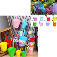 Pot de fleurs suspendu en métal, vase ovale, garde-corps, balcon, pot de fleurs avec crochets muraux, support décoratif pour plantes aromatiques de jardin