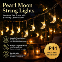 Perlmuttfarbene Mond- & Stern-LED-Lichterkette im Arabischen Stil, Mehrere Längen, IP44, für Außen/Innen, Festival- & Weihnachtsdekoration