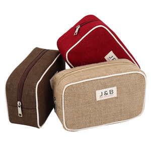 Bag Hemp Hemp Bag Eco Friendly Travel Jute Makeup Toiletry Bag With Private Label Logo Custom Natural Burlap Hemp Tools Storage Zipper Case Bag