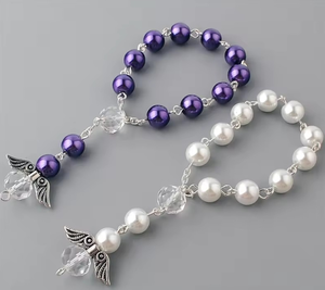 Boda Bautismo Rosario católico Cristal Perla Cuentas Rosario Mini rosarios con Ángel PARA LA <span class=keywords><strong>Primera</strong></span> Comunión Bautismo Favores de fiesta - Product Image 3