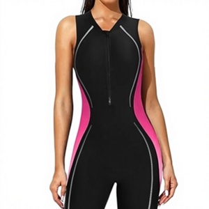 Body Deportivo sin Mangas para Mujer, con Bloques de Color, Cuello en V, Largo Completo, Costuras en Contraste, Spandex, Poliéster, Elástico - Product Image 1