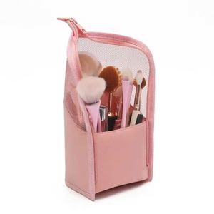 Transparent <b>Case</b> Women's Cosmetic With Zipper <b>Brush</b> Holder Storage <b>Makeup</b> Bag - Product Image 1