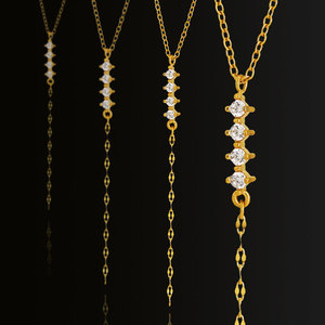 Collar con Colgante de Zirconia en Forma de Y, Chapado en Oro de 18k, Acero Inoxidable 316L, Resistente al Agua, para Mujer - Product Image 1