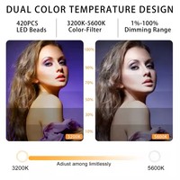 Lampu Sorot Luar Ruangan 26-Inci Terlaris, Enam-LED dengan Layar Digital, Lampu Kerja LED Isi Ulang Dua-Unit untuk Siaran Langsung, Bahan ABS+Aluminium Alloy