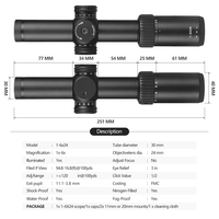 Télescope de chasse infrarouge étanche, vente en gros OEM ODM 1-6x24, vue