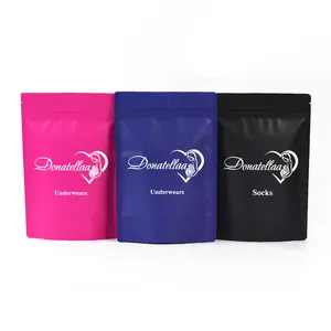 Personalizado impresso resealable stand up pouch meias vestuário vestuário roupa interior embalagem zíper plástico mylar saco