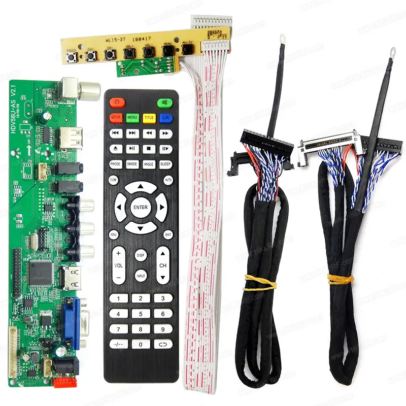 V29V56V59 HDV56U-AS V2.1 evrensel TV denetleyici sürücü panosu TV/PC/VGA/USB tuş takımı LVDS kablo