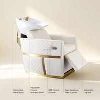 Ensemble moderne de fauteuil et bac à shampoing pour salon de beauté et barbier, fauteuil inclinable pour lavage de cheveux