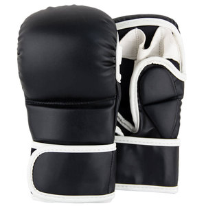 ถุงมือ MMA ระดับมืออาชีพ หนังแท้ กันลื่น กันน้ำ แบบเปิดนิ้ว ปิดด้วยแถบตีนตุ๊กแก ใช้ได้ทั้งชายและหญิง รับผลิตแบบ OEM/ODM สำหรับการฝึกซ้อม - Product Image 1