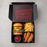 Boîte à hamburger personnalisée, boîte en carton blanc biodégradable, combo hamburger poulet frit