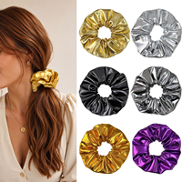 Chouchous en cuir PU brillant pour femmes et filles, grands élastiques à cheveux pour queue de cheval, accessoires de mode pour fêtes et usage quotidien