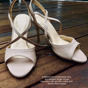Evkoodance's Latest Fashion Nude Genuine Leather 9cm Heel Sexy Latin Salsa Tango Dance Shoes - Product Image 3