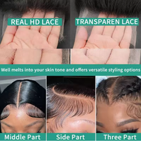 Perruque Lace Frontale 13x6 en Cheveux Indiens Bruts, Sans Colle, HD, Perruques Full Lace Brésiliennes Lisses, Cheveux Humains de Bonne Qualité pour Femmes Noires