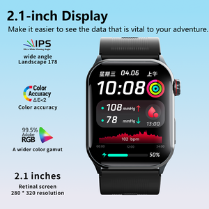 Pompa Udara Pengukur Tekanan Darah Elektrokardiogram Jam Tangan Pintar Pemantau Tidur Detak Jantung Oksigen Darah Manajemen Emosi Layar IPS Persegi - Product Image 3