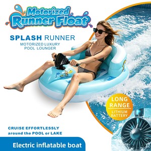 Bateau à moteur électrique <span class=keywords><strong>gonflable</strong></span> transfrontalier, propulsé par batterie au lithium, en PVC, 165x116x75CM, flotteur de piscine motorisé - Product Image 1