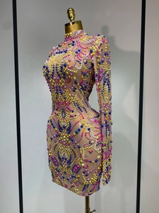 Minivestido <span class=keywords><strong>de</strong></span> <span class=keywords><strong>Mujer</strong></span> Brillante con Pedrería <span class=keywords><strong>Roja</strong></span>, Sexy, <span class=keywords><strong>para</strong></span> Cumpleaños, Boda, Fiesta <span class=keywords><strong>de</strong></span> Graduación, Drag Queen, Cantante, Actuación en Escenario - Product Image 6