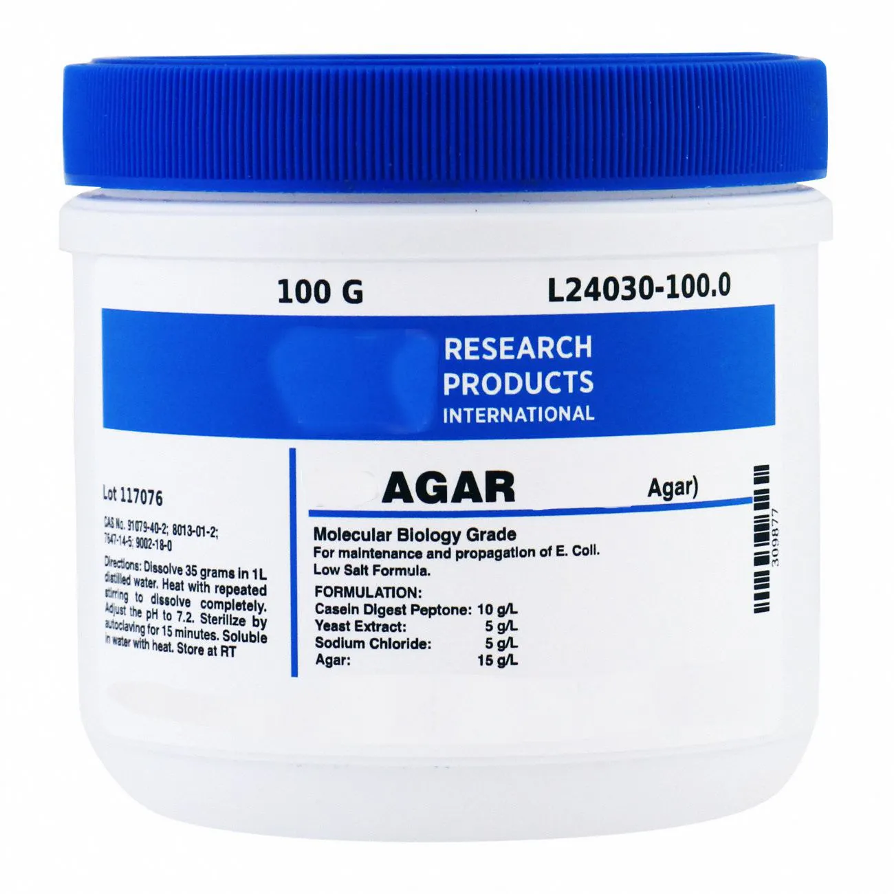 สารปฏิกิริยาเคมี BR Lab เคมี Agar-agar ผง 99% 250g ต่อกล่อง