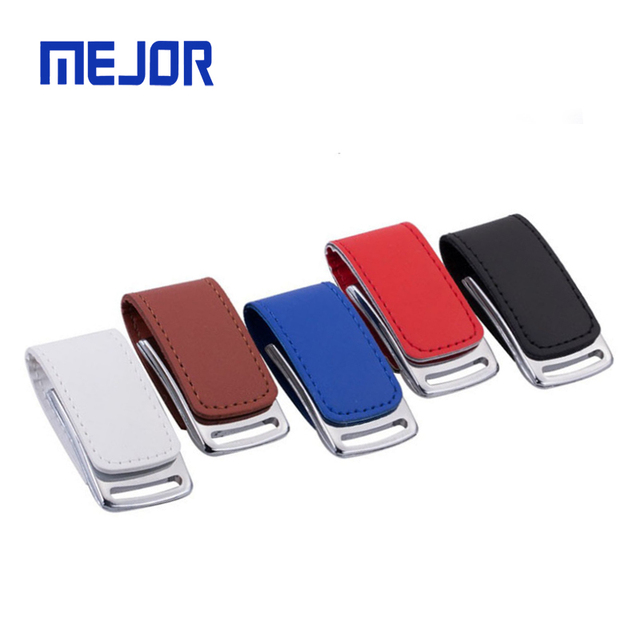 Portable Leather USB Flash Disk Magnetic Metal Keychain 16G Pendrive Business Gift Custom Logo
