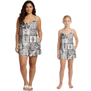 Conjuntos <span class=keywords><strong>de</strong></span> pantalones cortos a juego para madre e hija, monos bonitos para niñas con estampado samoano, polinesio, Tapa, Fiyi, y monos hawaianos para mujer. - Product Image 1