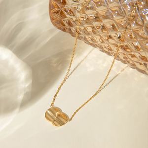 Hypoallergenic Geometric Curve <b>Necklace</b> with Fashionable and Simple Design18k <b>Gold</b> Stainless Steel <b>Pendant</b> for Women - Product Image 3