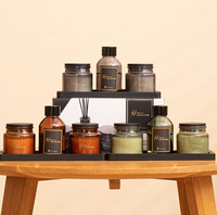 LANJO 2026 Nouveau Design Ensemble Diffuseur et Bougie Votive en Cire de Soja avec Plateau en Bois Écologique Parfumé Aromathérapie Emballage Luxe Mariages