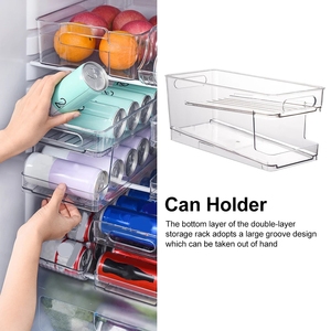 DS1266 Armarios de Cocina Organizador de Despensa, Organizador de Nevera, Dispensador de Latas y Bebidas, Soporte de Plástico Transparente para Refrigerador - Product Image 3