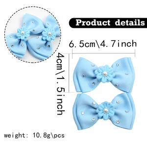 Lazos para el Cabello con Brillantes Pequeños para Niñas, para la Escuela, Fiestas, con Doble Capa de Cinta Grosgrain de Color Sólido y Perlas - Product Image 5