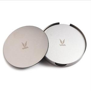 Hot Selling Round Stainless Steel Metal <strong>Coasters</strong> <strong>Set</strong> with Holder Custom logo - Product Image 6