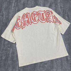 ผู้ผลิตเสื้อยืดโอเวอร์ไซส์ 250 แกรม สำหรับนักออกแบบแฟชั่น เสื้อยืดคอกลมทรงบ็อกซี่ ตกแต่งด้วยคริสตัล ไหล่ตก ลายกราฟิก - Product Image 4