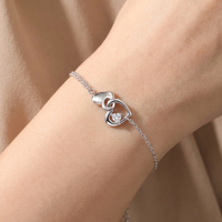 Bracelet chaîne réglable en forme de cœur romantique avec pendentif en pierre CZ délicat pour femme, plaqué or, tendance, cadeau de mariage, vente en gros