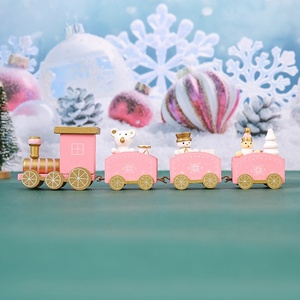 <span class=keywords><strong>Train</strong></span> de Noël en bois à 4 wagons, ornement de table de Noël avec boîte cadeau, décoration festive pour la maison, cadeau de Noël pour enfants - Product Image 4