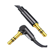 Câble audio AUX tressé en nylon 3,5 mm, coudé vers droit, mâle-mâle, pour voiture, téléphone, haut-parleur, son haute fidélité