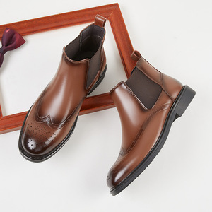 Botas <span class=keywords><strong>Chelsea</strong></span> de Plataforma con Punta Cerrada Estilo Británico para Hombre, Parte Superior de Cuero PU, Cierre Deslizante, Antideslizantes, Transpirables - Product Image 2