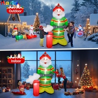 Nouveau Père Noël pompier gonflable, décoration gonflable tenant un extincteur, Père Noël souriant pour la décoration de la cour