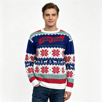 Sweater Rajut Natal Motif Jacquard Huruf Candy Cane Warna-Warni Kerah Bulat Lengan Panjang Kasual Terlaris