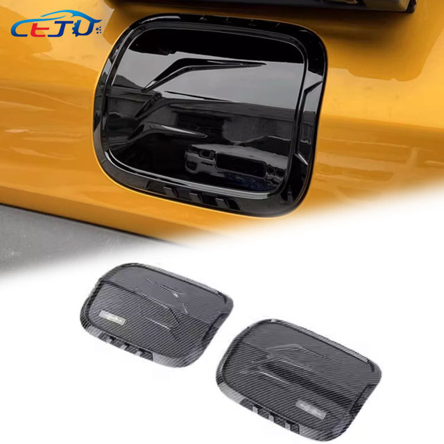 Glossy Matte Black ABS Carbon Fiber Look Car Oil Fuel Gas Tank Caps Charger Covers for BYD Bao Formula Leopard 5 Denza B5 2024+