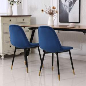 DB Lassan Contemporary Fabric <b>Dining</b> <b>Chairs</b> Set of <b>4</b> Blue with Light Backrest for Living Rooms & Restaurants Home Office - Product Image 3