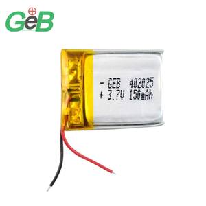 GEB OEM/ODM <span class=keywords><strong>Batterie</strong></span> rechargeable 150mah <span class=keywords><strong>Batterie</strong></span> Lipo 3.6v 402025 402030 v Haut-parleur de montre intelligente Batteries au lithium-ion - Product Image 2