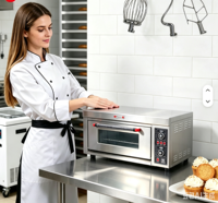 Horno de Convección Comercial de Acero Inoxidable Zhuoran XM-2D, Equipo Eléctrico para Pizza y Panadería para Hoteles, Pantalla LED, Protección Contra Sobrecalentamiento